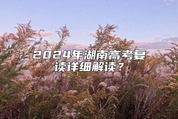 2024年湖南高考复读详细解读？