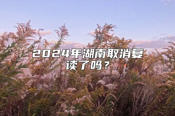 2024年湖南取消复读了吗？