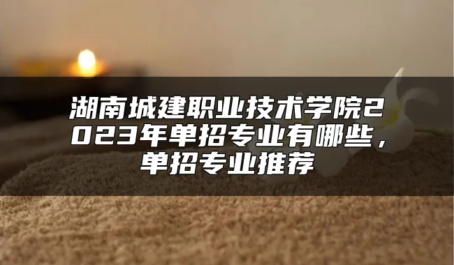 湖南城建职业技术学院2023年单招专业有哪些，单招专业推荐