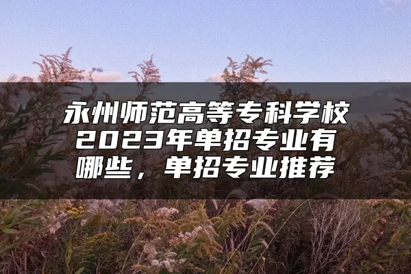 永州师范高等专科学校2023年单招专业有哪些，单招专业推荐