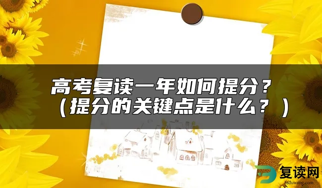 高考复读一年如何提分？（提分的关键点是什么？）