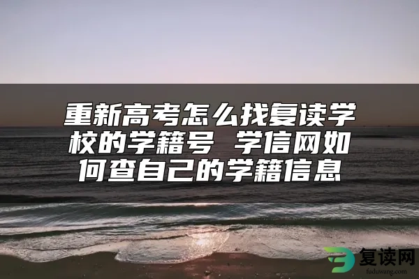 重新高考怎么找复读学校的学籍号 学信网如何查自己的学籍信息