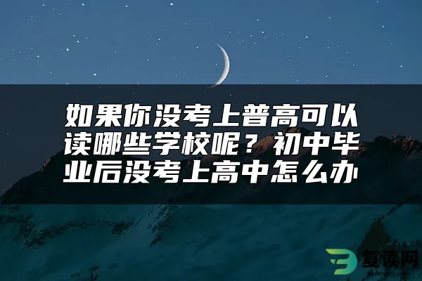 如果你没考上普高可以读哪些学校呢？初中毕业后没考上高中怎么办