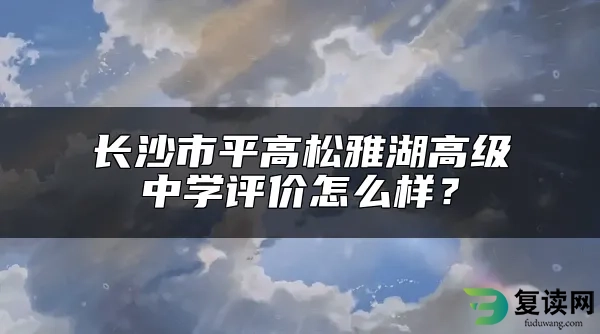 长沙市平高松雅湖高级中学评价怎么样？