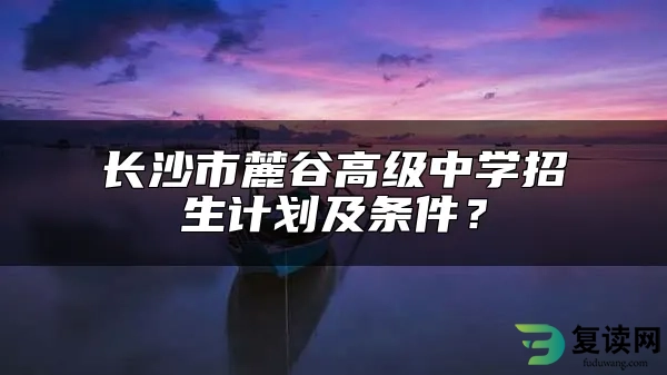 长沙市麓谷高级中学招生计划及条件？