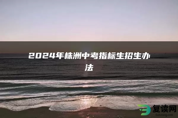 2024年株洲中考指标生招生办法