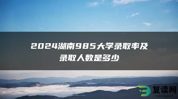 2024湖南985大学录取率及录取人数是多少