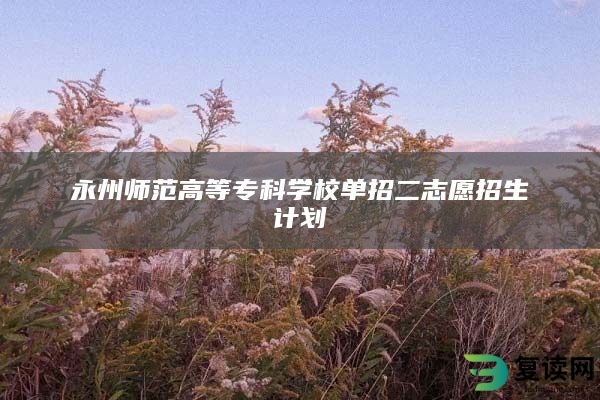 永州师范高等专科学校单招二志愿招生计划