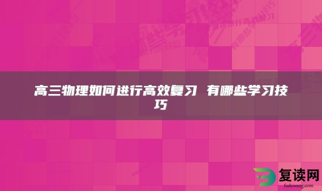 高三物理如何进行高效复习 有哪些学习技巧