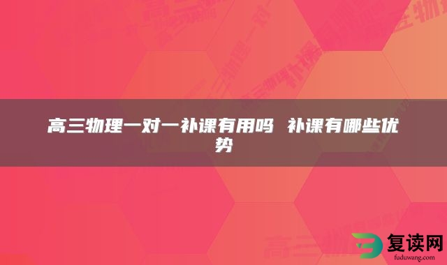 高三物理一对一补课有用吗 补课有哪些优势