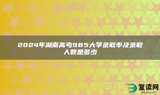 2024年湖南高考985大学录取率及录取人数是多少